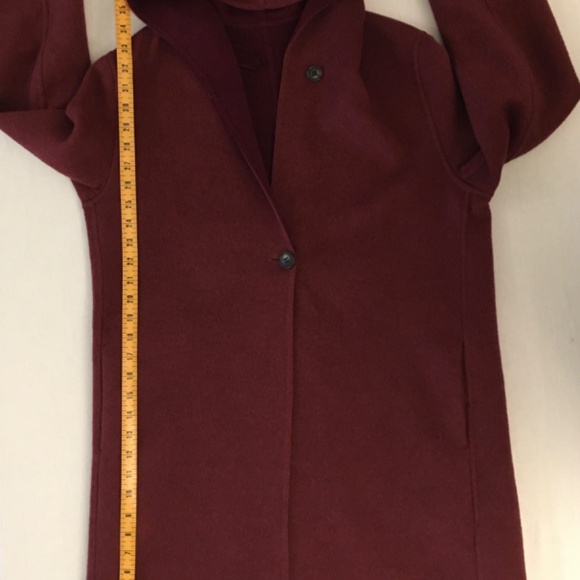 Uniqlo double faced wool blend coat with hood - maroon - oversized XS - Picture 11 of 15
